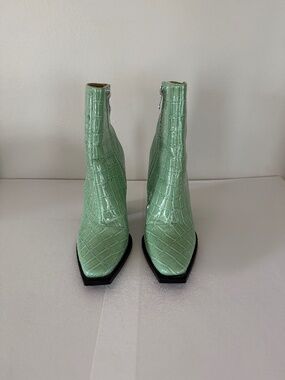 Vivianly Square Toe Patent Leather Chunky Heel Size 7.5